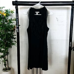White House Black Market Womens Medium Sleeveless Ruffle Neck Black Mini Dress